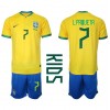 Brasil Lucas Paqueta #7 Hjemmedraktsett Barn VM 2022 Kortermet (+ korte bukser)